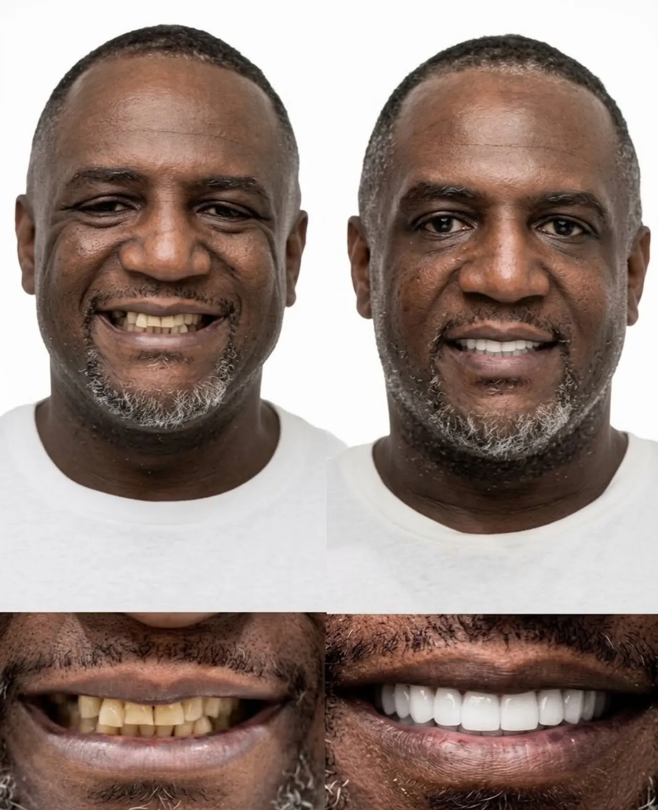 Before and after porcelain veneers smile transformation, Xiluet patient, Miami