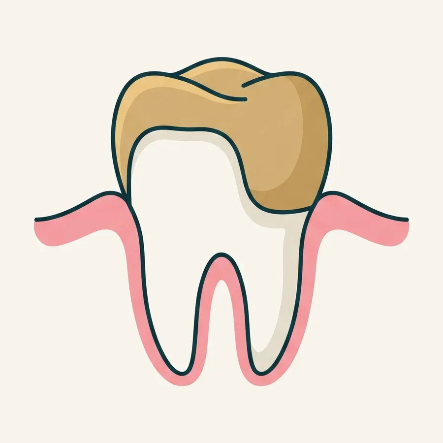 Ilustración de una corona tres cuartos que cubre tres paredes de un premolar